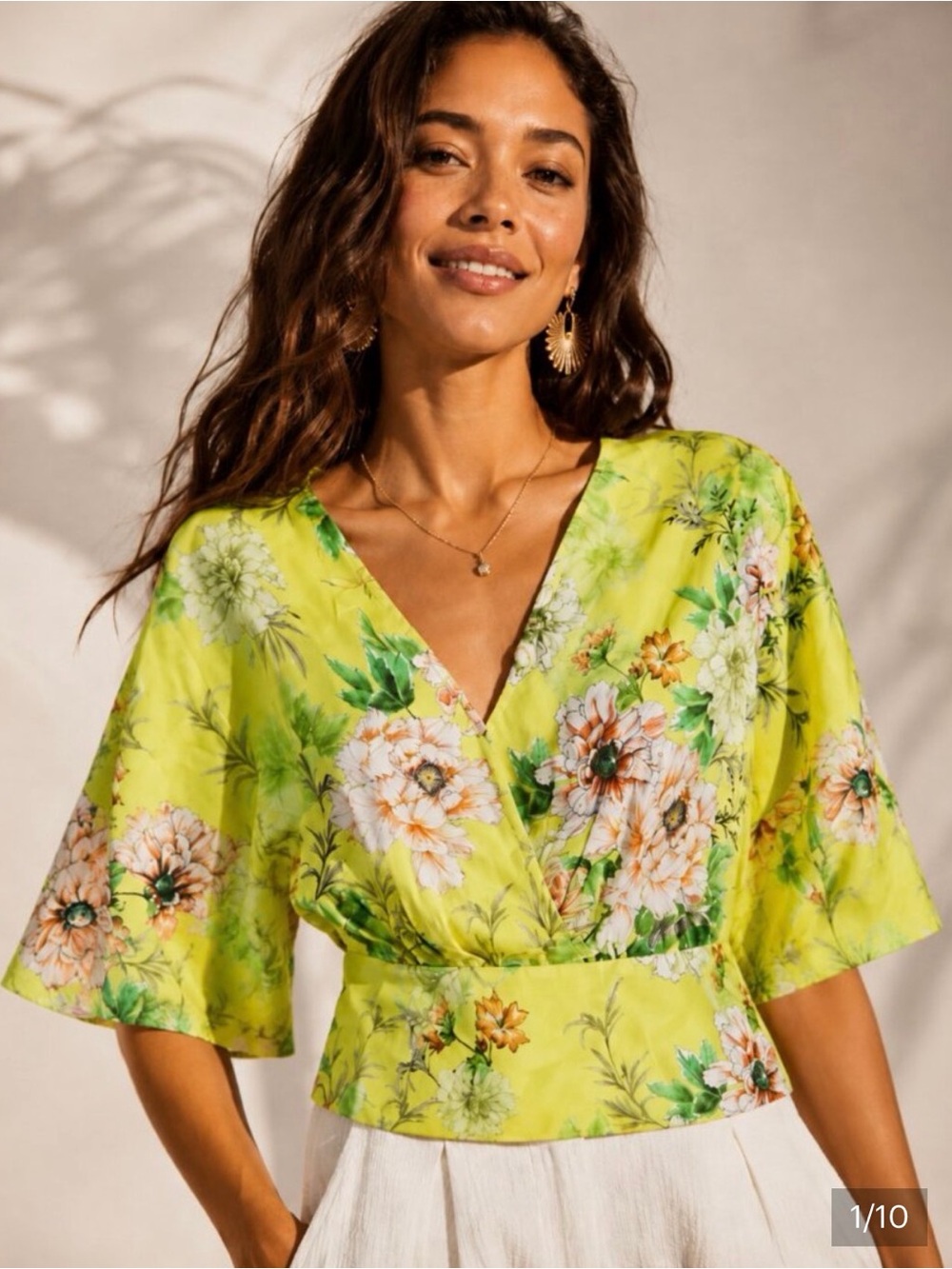 Anthropologie Marila Silk Yellow Wrap Top Small